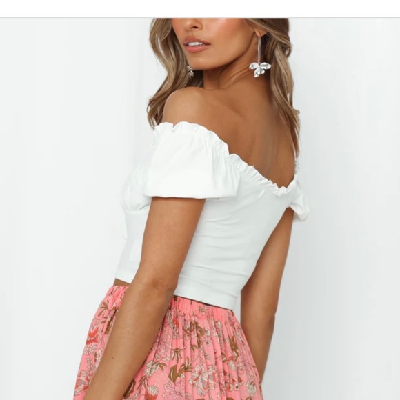 Never Worn Hello Molly White Crop Top Off Shoulder Sz XS (US 2) - Picture 5 of 10